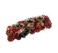 Christmas Table Centrepiece Triple Candle Holder Pine Cone & Cinnamon BG26