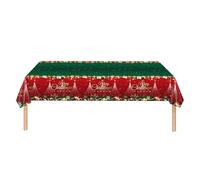 Christmas Table Cloth Rectangular Wipeable Clean,red green Colour Tablecloths,Xmas Square Oilcloth for Large Banquet,Festive Decorations,Bonfire Party Waterproof Snowflake Decoration Tables Covers