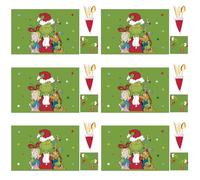 Christmas Table Decoration - 18Pcs Placemats, Coasters, Cutlery Set - Washable Heat Proof Table Mats for Home