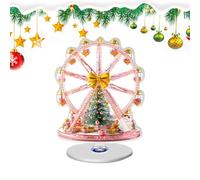 Christmas Table Decoration - 2D Christmas Ferris Wheel with Rotating Base, Christmas Table Decoration Made of Acrylic | Design Ornament, Craft for Multilevel Tray, Winter, Party, Urla