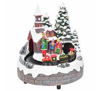 Christmas Table Decoration Multicoloured Resin 16 x 16 x 19 cm with Decorative Fairy Lights for Living Room Festive Advent Decoration Miniature Village Winter Village Scene