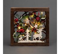 Pre Lit Christmas Table Decoration Square LED Wooden Frame Window Xmas Home Gift