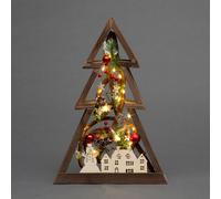 Christmas Table Decoration Pre Lit Tree Wooden Frame LED Home Window Xmas Gifts