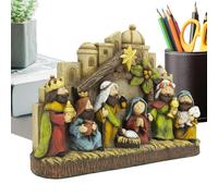Christmas Table Decoration with Synthetic Resin Religious Figurine Set | Classic Christmas for Desk, Windowsill and Festival Decoration