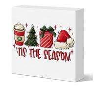 Christmas Table Decorations Christmas This The Season Wooden Box Sign Decor for Home Room Shelf Table Desk Indoor Decorations Cute Winter Decor 5 x 5 Inches