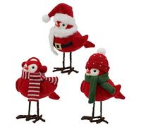 Christmas Table Decorations - Small Bird Figurines, Red Cute Winter Birds Xmas Ornaments for Table Top, Desktop, Mantel, Kitchen Decor,Perfect Featherly Friends Ornaments for Tiered Trays (3pcs)