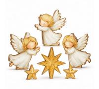 Christmas Table Decorations Wooden Angel Star nativity Blocks