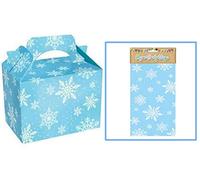 Christmas Table Present Gift Boxes/Party Food Boxes PLUS SNOWFLAKE PICK n MIX BAGS (Snowflake, 15 Boxes)