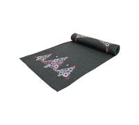 Christmas Table Runner 40 x 170 cm Embroidered Christmas Trees Grey Polyester
