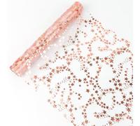 Christmas Table Runner, Christmas Roll with Double-Sided Rose Gold Star, 28 cm x 500 cm, Table Runner, Shiny Table Decoration, for Christmas, New Year's Eve, Advent Season, Ramadan