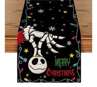 Christmas Table Runner Halloween Tablecloth Christmas Nightmare Before Decor Jack and Sally Christmas Decorations for Home Party