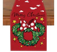 Christmas Table Runner, Kaluofan 2024 Table Runner 13"x72", Christmas Decorations Indoor, Christmas Table Decor, Unique Bow Christmas Wreath for Dining Table Decorations
