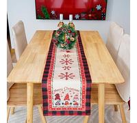 Christmas Table Runner Red Plaid Gnome Xmas Table Decor Winter Fabric Dresser Scarf for Indoor Outdoor Home Christmas Party Decor