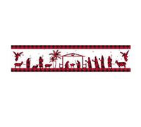 Christmas Table Runner - Winter Tablecloth with Nativity Scene 71 x 13 Inches, Comfortable Tablecloth | Red and Black Plaid, Decoration for Dinner, Holidays