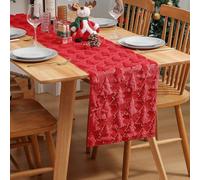 Christmas Table Runner, Xmas Trees Winter Holiday Decorative Farmhouse Table Decorations for Kitchen Dinning, Indoor Outdoor Dinner Party Decor 13x108 Inch (Red) 1 Pack