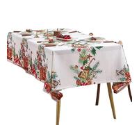 Christmas Tablecloth, 140 x 140 cm Square Festive Seasonal Tablecloth | for Home Winter Dining Family Meeting Holiday Event