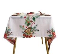 Christmas Tablecloth, Decorative Square Tablecloth, 140 x 140 cm, Festive Tablecloth for Home Party, Winter, Dining Room and Family Reunion