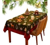 Christmas Tablecloth Rectangle - Reusable Washable Home Decor - Large Holiday Tablecloth Christmas Decorations,for Indoor Outdoor Kitchen Restaurant Holiday Party Decorations Family Gathering