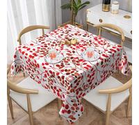 Christmas Tablecloth Square 54x54 Inch,Wine Red Watercolor Leaves Table Cloth,Stain Resistance Polyester Spring Leaf Seasonal Outdoor Decor Small Table Covers for Kitchen Dining Parties Picnic