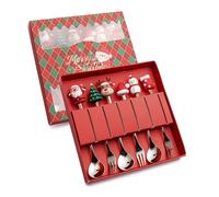 Christmas Tableware 2/4/6Pcs Christmas Coffee Spoons Forks Set Stainless Steel Creative Tableware Coffe Tea Dessert Fork and Spoon Gift Set Small Fruit Fork Cake Forks for Party Tablewares Decoration