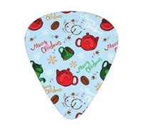 Christmas Tableware Print Guitar Picks, 12 Pcs Guitar Plectrums Celluloid Pick Classical Triangle Picks for Acoustic, Electric, Bass Guitar including 0.46mm 0.71mm 0.96mm