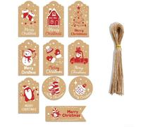 Christmas Tag Set of 50 Pieces with Jute Twine for Tree Hanging and Present Labeling, Cardboard Tags Designed for Personalized Holiday Decoration Projects (S869+Original)