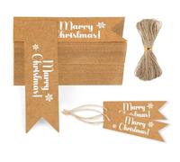 Christmas Tags, 100Pcs Gift Tags, Christmas Labels, Xmas Tags for Presents, Price Tags, Present Tag with 20M String, Handmade Labels, Kraft Tag for Gift Wrapping, Presents Xmas, DIY Crafts
