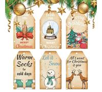 Christmas Tags, Christmas Tags with String | 60 Pieces Christmas Tree Decoration - Christmas Tags for Decorations, Christmas Cartoon Tags for Family, The