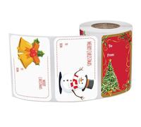 Christmas Tags Stickers 250 Pieces Christmas Name Labels Self Adhesive Santa Claus Decor Sticker can be Written with Blessing Words and Names for Gift Boxes and Envelope