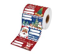 Christmas Tags Stickers - 4x7.5cm Self Adhesive Label Roll, Festive Gift Seal Tag, Red Green Decorative Paper | DIY Holiday Craft Supplies for Kids Adults Party Cards Classroom Wrapping Family Office