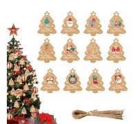 Christmas Tags with String,Paper Christmas Tags | Paper Cartoon Holiday Labels | Multipurpose Craft Tags, Portable Hanging Decoration for Christmas