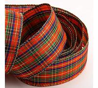 Christmas Tartan Ribbon Wired Edge 25mm x 15m