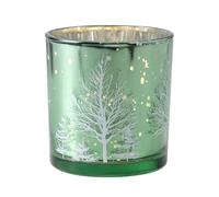 Christmas Tealight Holder, Glass Tree-Shaped Votive Candle Holder for Rustic Holiday Centerpieces, Festive Table and Mantle Decor for Home or Party Use(Green)