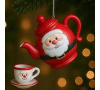 Christmas Teapot Ornament, Vintage Christmas Tea Cups & Pot Festive Decor, Hanging Tree Ornaments, Festive Holiday Decoration with Ceramic Style & Tea Cup Design, Gift for Tea Lovers