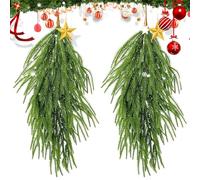 Christmas Teardrop Swag - 2 Pack 26 Inch Artificial Pine Garland with Lifelike Green Foliage, Elegant Holiday Decoration for Door, Mantle, Staircase, Porch, Table, Window, Wall, and Fireplace Display