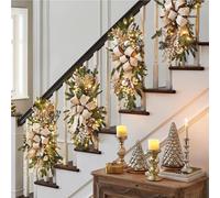 Christmas Teardrop Swag 4 Pack with LED Lights, Berries & Pine Cones | Set of 4 pre-lit teardrop swags, 60 x 30 cm each, with warm LED lights for doors and staircases