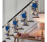 Christmas Teardrop Swag 4 Pack with LED Lights, Berries & Pine Cones | Set of 4 pre-lit teardrop swags, 60 x 30 cm each, with warm LED lights for doors and staircases