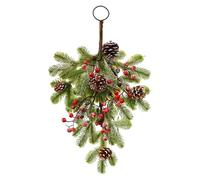 Christmas Teardrop Swag, Elegant Teardrop Shape, 35x50cm, Door Wreath with Red Berries, Artificial Holiday Garland, Easy to Ha-Ng and Display, for Front Door