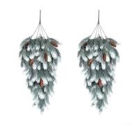 Christmas Teardrop Swag with Pine Cones 2 Pack Artificial Pine Branches for Holiday Door and Wall Applications (white)