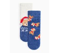 Christmas Teddy Bear Fluffy Socks 2-Pack 9-12 Infant