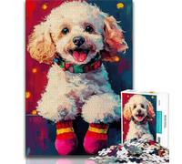 Christmas Teddy Dog Jigsaw Puzzles for Adults Teenagers Jigsaws Puzzle,Challenging Game And Family Play for Is Ideal As A Gift for The Whole Family 38x26cm