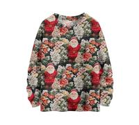 Christmas Tee Shirts Women Christmas Jumper Crew Neck Long Sleeve Clothes Eve Outfits for Parade Vintage Printed Jumpers in Holiday Party Resistant Tops in Dinner Wine L