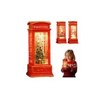 Christmas Telephone Booth Lamp Decorations, Lighted Swirl Santa in Vintage Phone Booth,Christmas SnowGlobe Lantern,Luminated Telephone Booths Christma s Lights,for Xmas Tabletop Home Holiday Decor