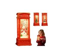 Christmas Telephone Booth Lamp Decorations, Lighted Swirl Santa in Vintage Phone Booth,Christmas SnowGlobe Lantern,Luminated Telephone Booths Christma s Lights,for Xmas Tabletop Home Holiday Decor