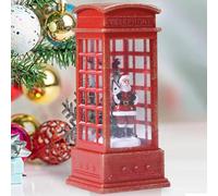 Christmas Telephone Booth Snow Globe Lantern, LED Vintage London Telephone Booth Night Lamp with Snow Scene Figure Inside for Christmas Festival Decoration