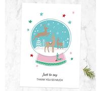 Christmas Thank You Cards - Festive Brights - Snowglobe - Pack of 10. Xmas Greetings for Family, Friends, and Kids. Thank You Cards to Relative, Parents, Family. Envelopes Included (3650)
