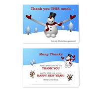 Christmas Thank You cards Notes Notelets - Pack of 8 with envs - Thanks Xmas Gift Present Wishes - Children, Kids Adults - Happy New Year - Pre-Printed message Just Sign - Eco-Friendly - Made in UK