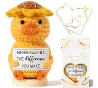 Christmas Thank You Gifts for Women, Handmade Emotional Support Crochet Duck w/ Card, Employee Teacher Appreciation Gifts Stocking Stuffers, Christmas Birthday Gift for Women Coworkers Nurses Boss