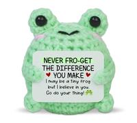 Christmas Thank You Gifts for Women Men - Handmade Emotional Positive Crochet Frog - Christmas Birthday Appreciation Teacher Gifts for Women, Retirement Gift for Woman Coworkers Boss Friend