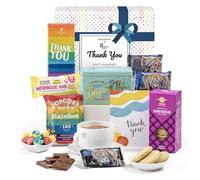 Christmas Thank You Hamper with Tea & Treats - Hattie’s Gifts Snack Gift Box with Afternoon Tea, Shortbread, Thank You Chocolate, Gourmet Popcorn, Meringue & Appreciation Card